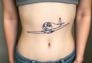 Small airplane who has moustache on his face tattoo idea