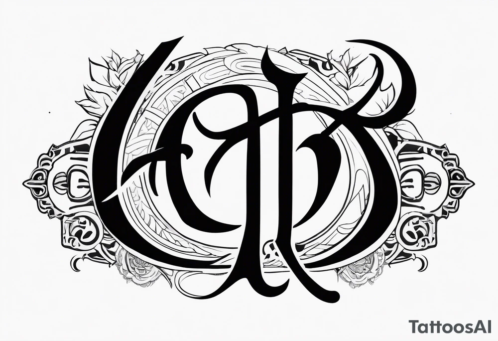 the letters A R in the middle of a ninja headband tattoo idea