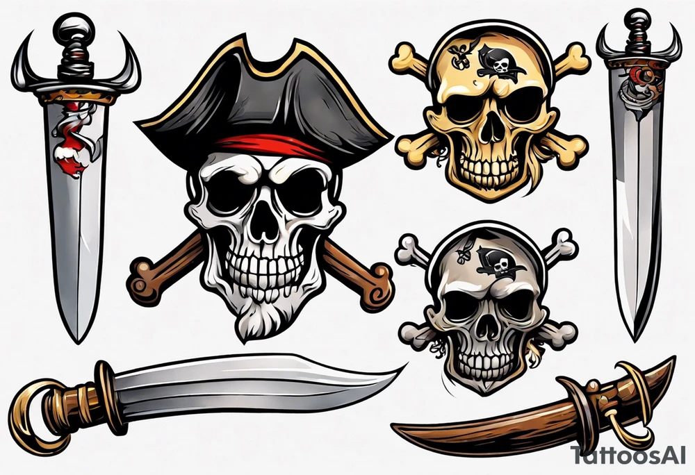 A pirate cutlass in American traditional style for a forearm tattoo idea