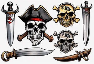 A pirate cutlass in American traditional style for a forearm tattoo idea