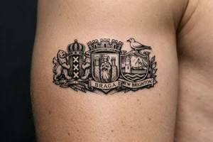 Crests of Amsterdam and Braga and New Brighton tattoo idea