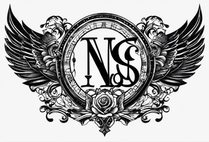 Initials NCA with roman numerals 9-15-16 tattoo idea