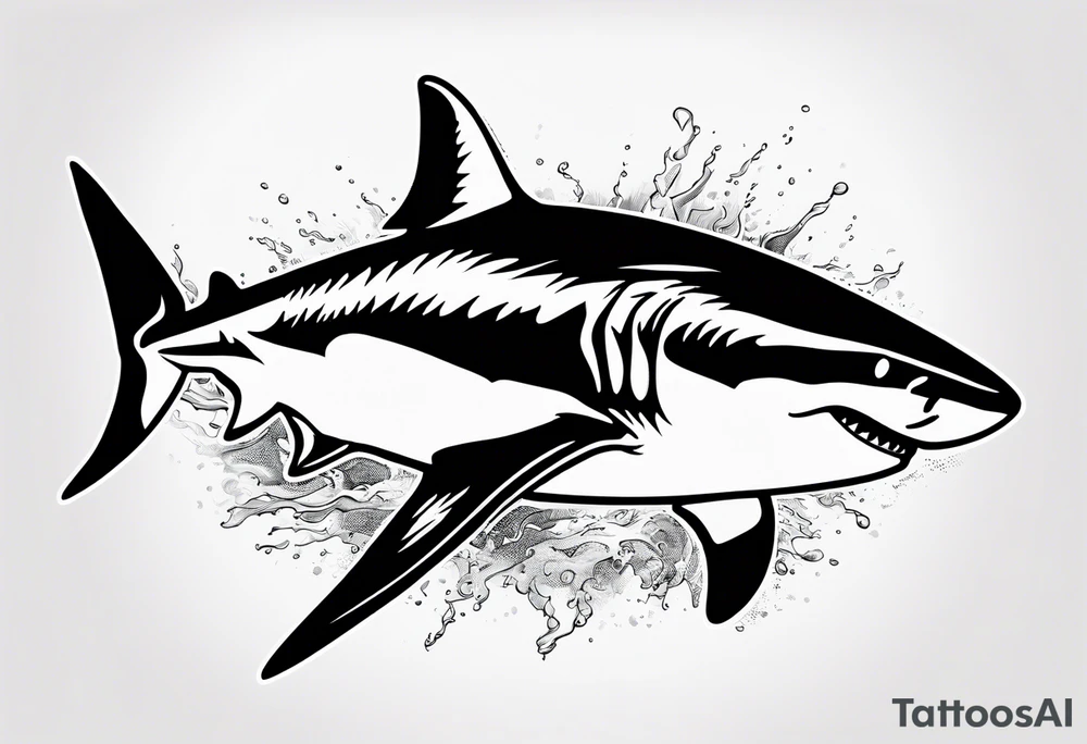 Great white shark outline with no shading but grunge tattoo idea