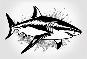 Great white shark outline with no shading but grunge tattoo idea