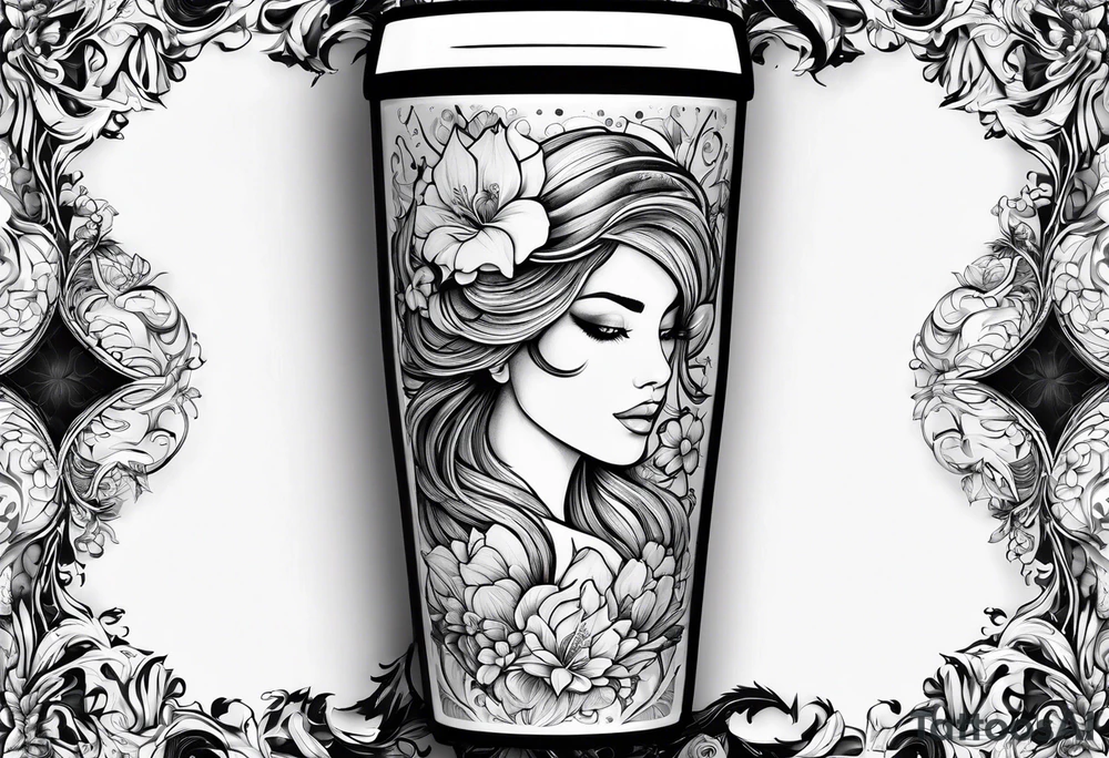 20 oz tumbler, personalized, fantasia, flowers, dreamscape tattoo idea