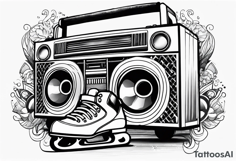 Boombox rollerskates tattoo idea