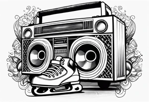 Boombox rollerskates tattoo idea