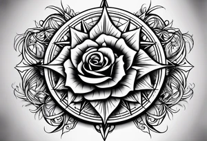 make a compass rose with long lines coming out of the tips of the rose tattoo idea