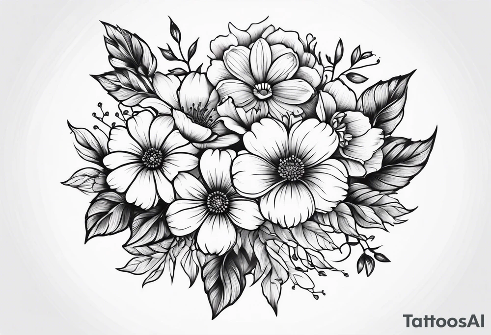 Small bunch of flowers tattoo idea