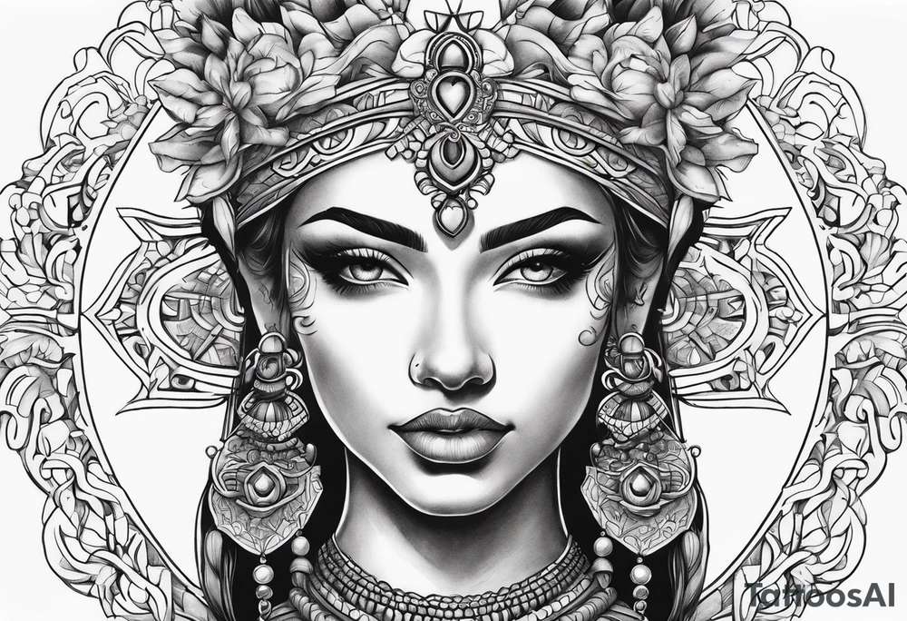 Goddess face tattoo idea