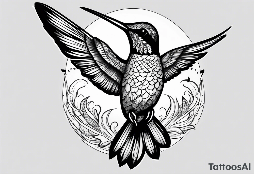Black hummingbird tattoo for traveler tattoo idea