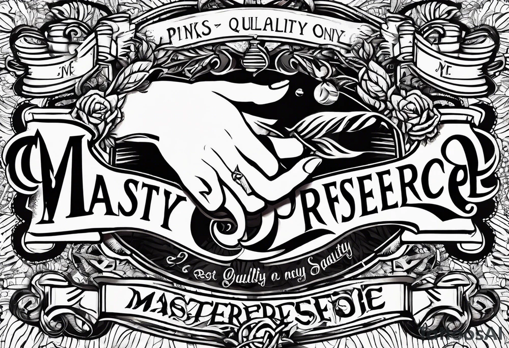 letters only "pinky promise" in tattoo style lettering, flash art tattoo idea