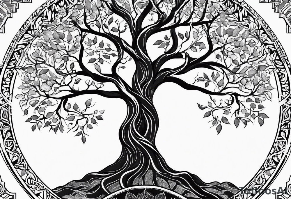 tree of life spiritual branches are sanskrit tattoo idea