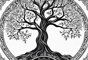 tree of life spiritual branches are sanskrit tattoo idea