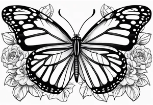 monarch butterfly representing grandparents tying in elements of flowers and leaves tie in Hispanic culture into the design tattoo idea