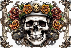 Steampunk skull tattoo idea