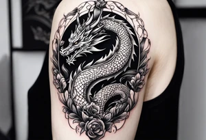 Small dragon on column tattoo idea