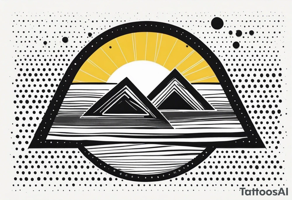 simple sunshine made of black dots with a triangle incorporated somewhere tattoo idea