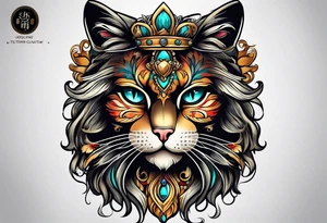 Long hair cat, regal, face tattoo idea