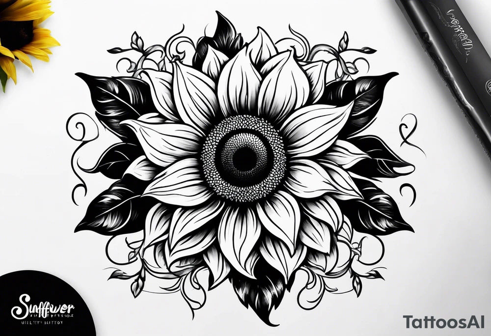 Sunflower infinity sign tattoo idea
