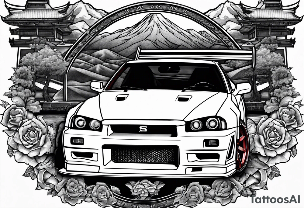 Nissan skyline GT-R R34 tattoo idea