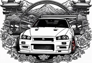 Nissan skyline GT-R R34 tattoo idea