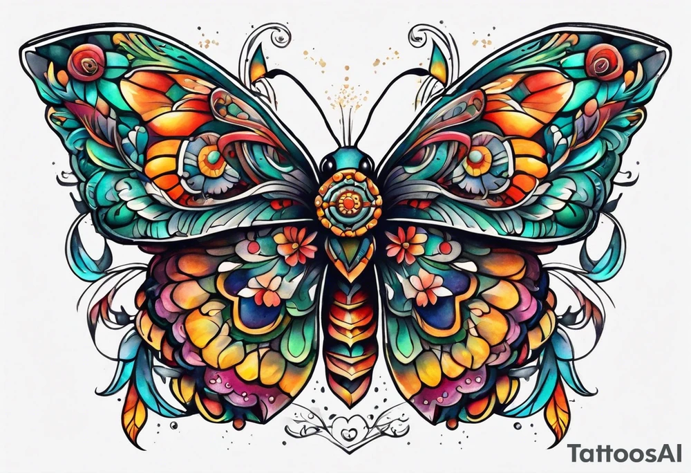 Modern Mexican Moth tattoo idea