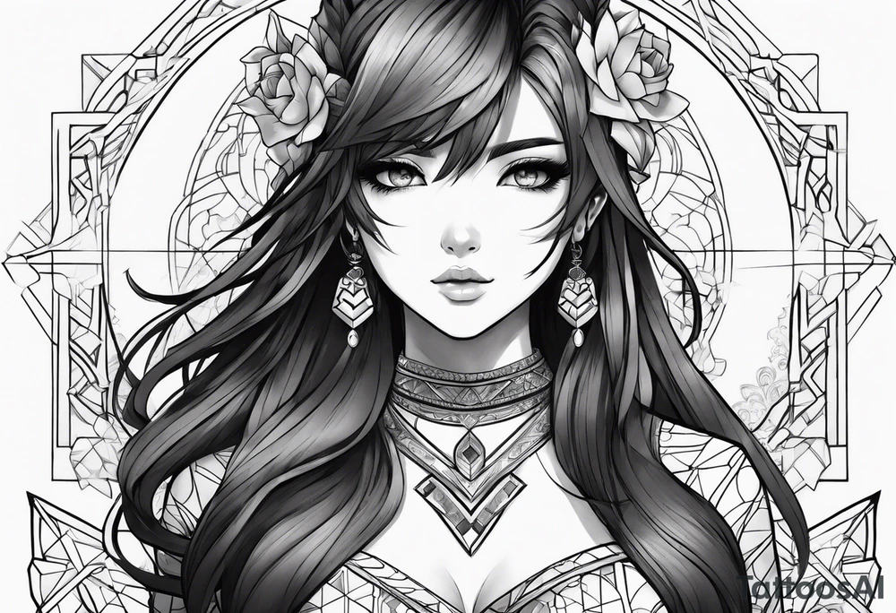anime girl tattoo idea