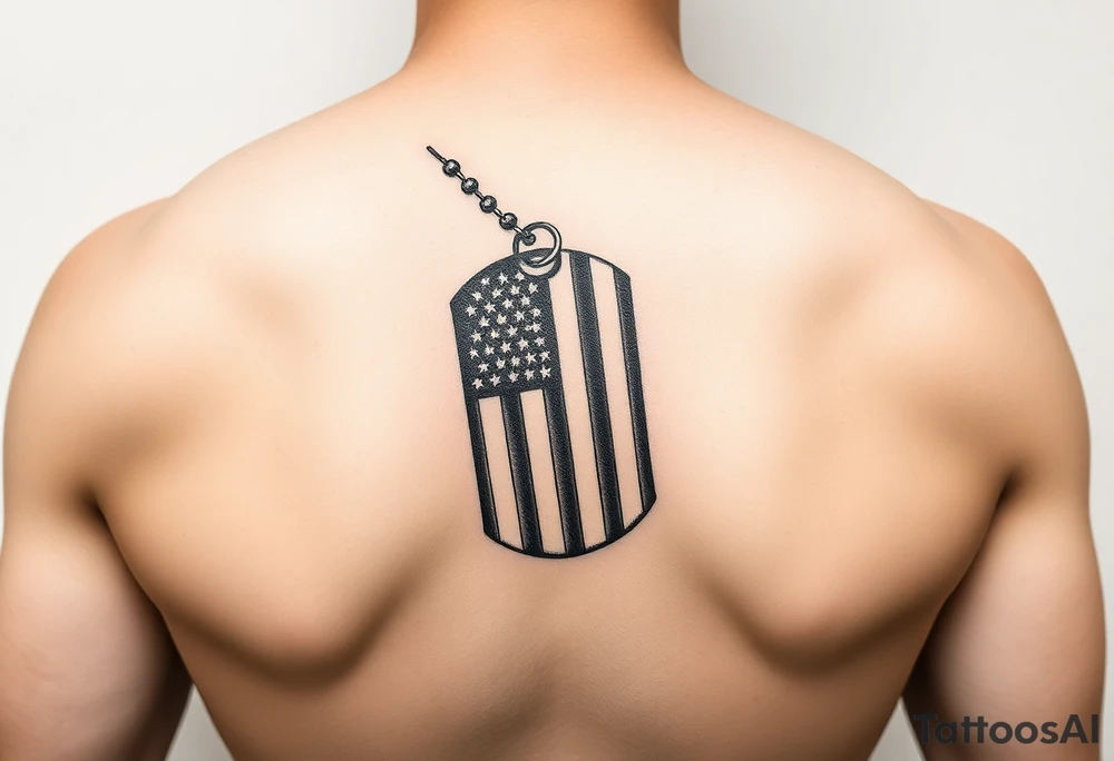 Navy Flag on a dog tag tattoo idea