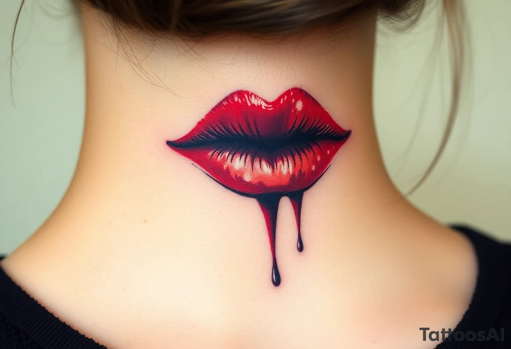 Stain from lipstick kiss tattoo idea
