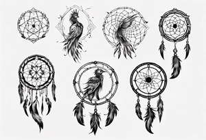 Fire Phoenix dream catcher tattoo idea