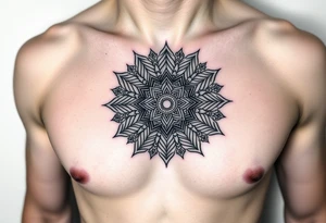 intricate mandala with sacred geometry and cosmic elements tattoo idea