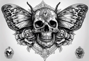Death moth with rams skull tattoo idea