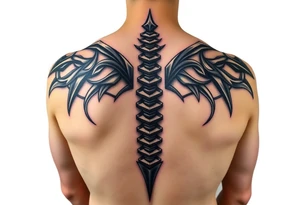 Spinal futuristic, full length, shoulders to lower back tattoo idea