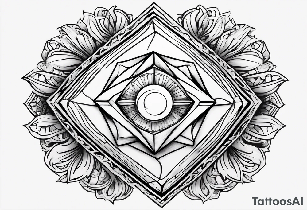 Sun drawing inside of a diamond shape tattoo idea