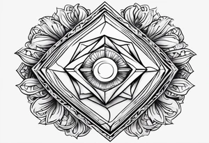 Sun drawing inside of a diamond shape tattoo idea