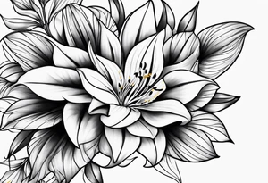 Geometric fire Lily sleeve tattoo idea