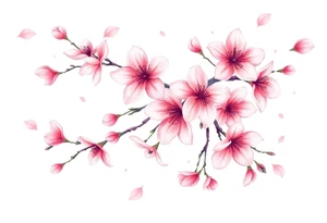 delicate cherry blossoms swirling in spring breeze with petals tattoo idea