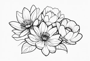 waterlily flower and morning glory flower line boquet tattoo idea