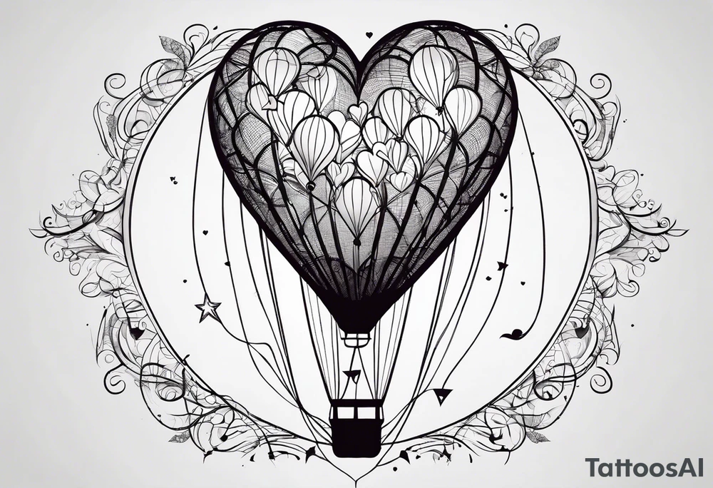 heartshaped party baloon with a pulse heartbeat on a string tattoo idea