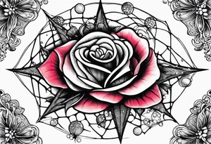 Spider bubbles roses stars tattoo idea