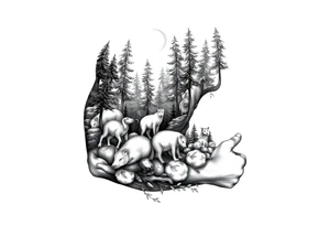 Forest with animals tattoo idea
