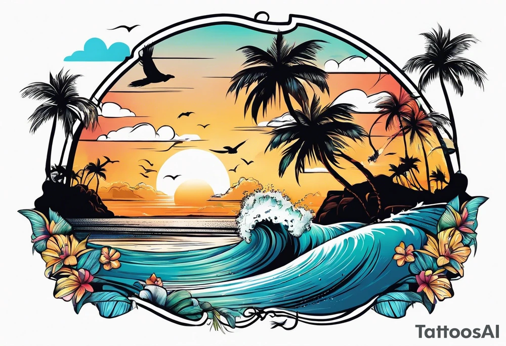 SURFING SAFARI BEACH PARTY tattoo idea