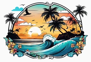 SURFING SAFARI BEACH PARTY tattoo idea