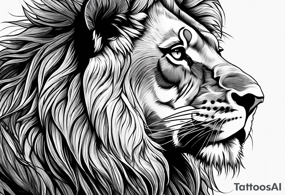 lion blind in one eye tattoo idea