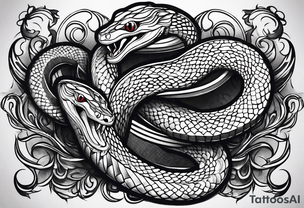Two snakes wrestling tattoo idea