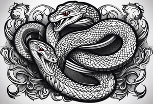 Two snakes wrestling tattoo idea