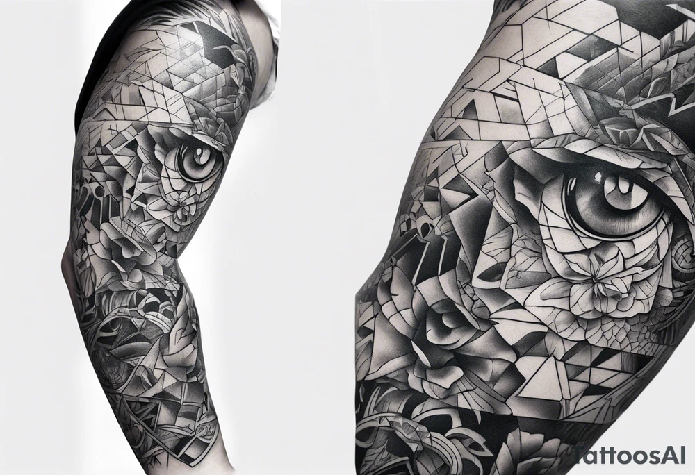 protruding extreme joint pain elbow fragmented on arm tattoo idea