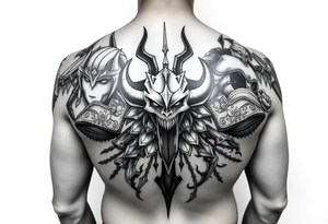 Dota 2 tattoo to fill out entire back with a lot of different heroes including pangolier tattoo idea