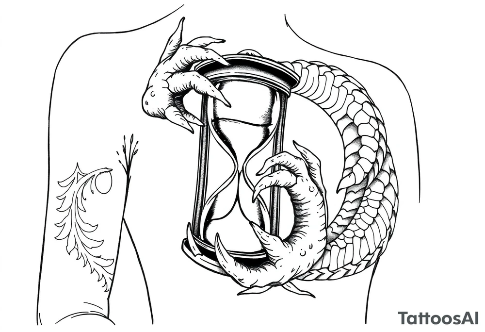 Dragons claws gripping Hourglass tattoo idea